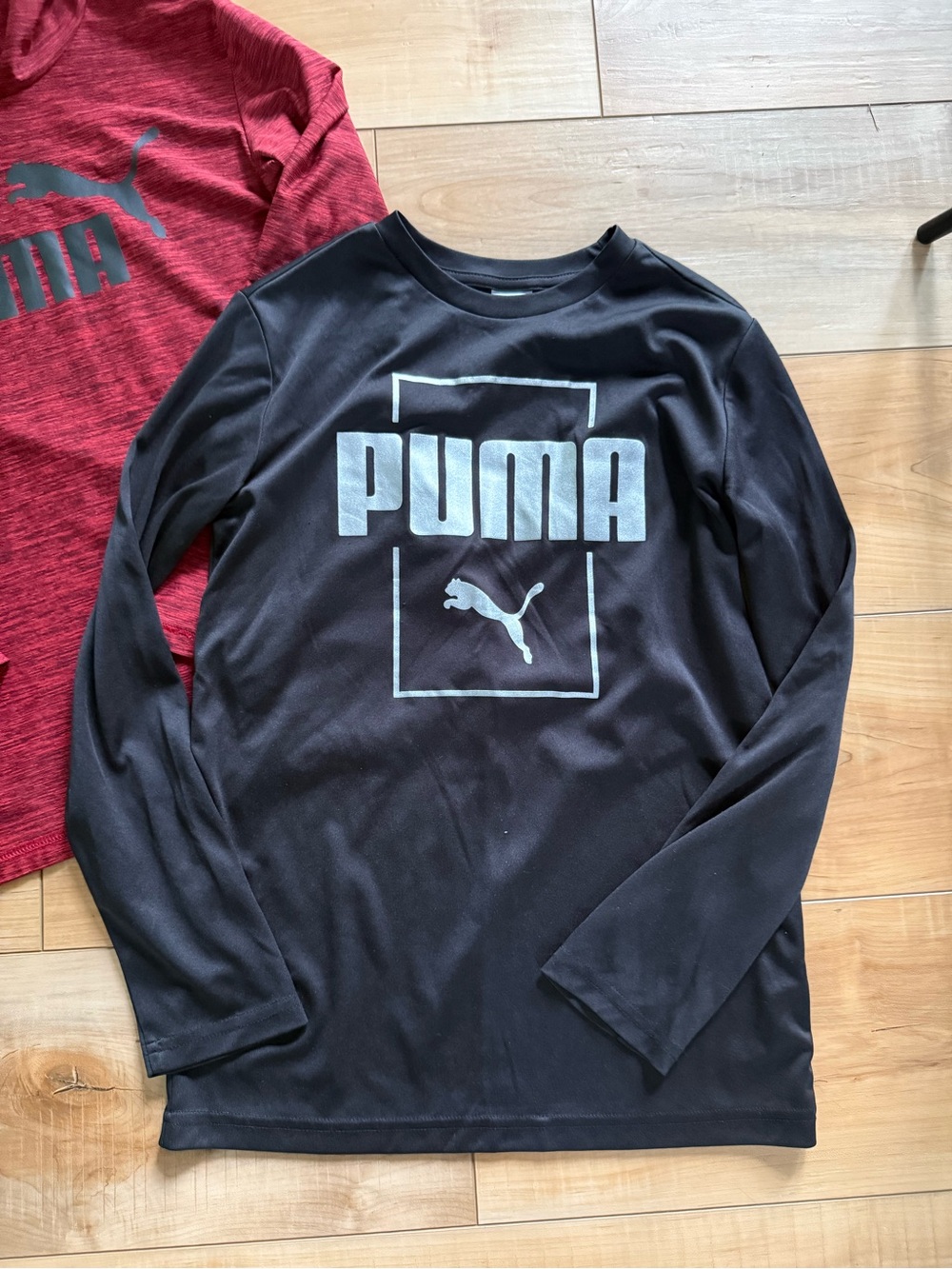 Puma Boys Red Hooded Long Sleeve & Black Crew Neck Tee - Picture 2 of 9